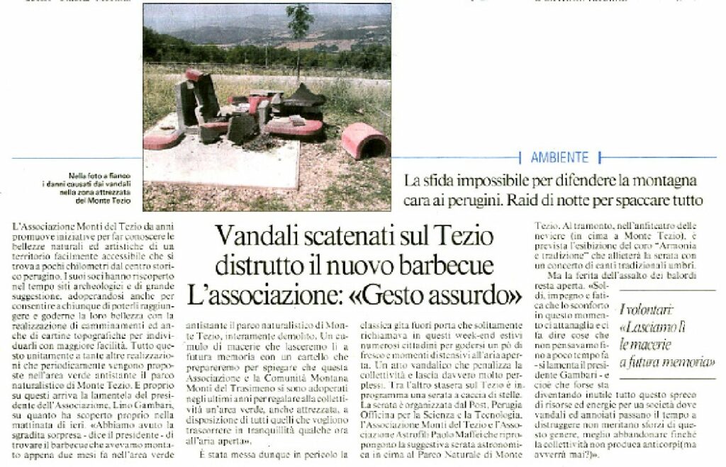 thumbnail of 02.07.2011 Il Messaggero – Vandali scatenati sul Tezio