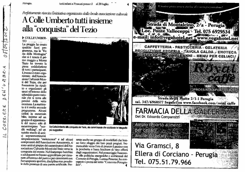 thumbnail of 06.05.2012 Corriere dell’Umbria – A Colle Umberto tutti insieme alla conquista del Tezio