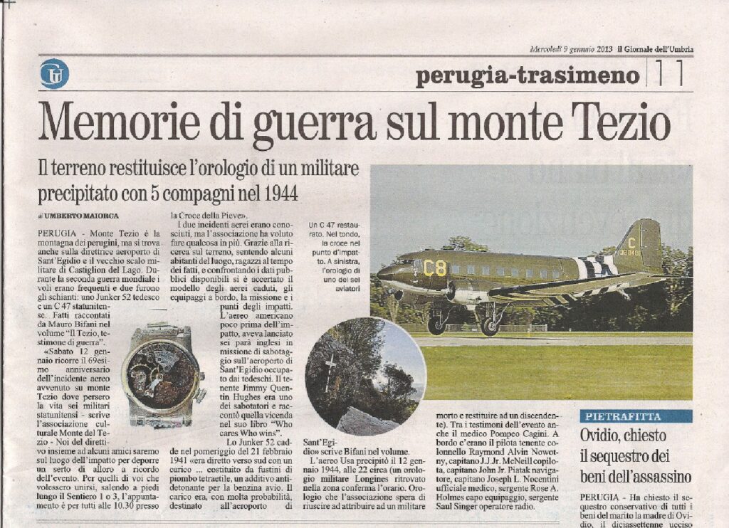 thumbnail of 09.01.2013 Giornale dell’Umbria – Memorie di guerra sul monte Tezio