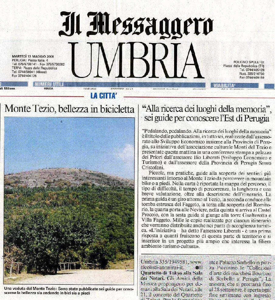 thumbnail of 13.05.2008 Il Messaggero – MonteTezio bellezza in bicicletta