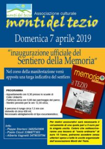 Inaugurazione del “Sentiero della Memoria” domenica 7 aprile 2019